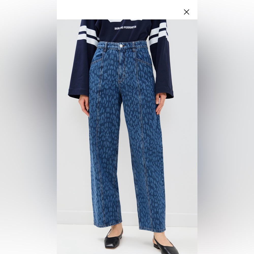 Chic Blue Patterned Women's Flare Jeans